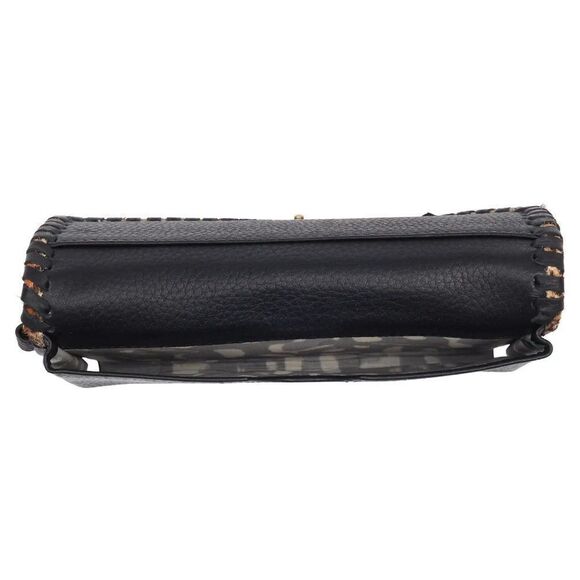 Aimee Kestenberg 'Spello' Leather Whipstitch Wristlet Wallet in Black/Leopard - Picture 4 of 14